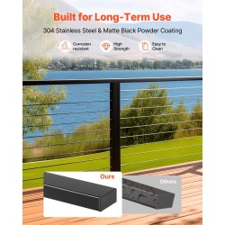 Käsijohde 304-ruostumattomasta teräksestä 1981 mm mattamusta sisä- ja ulkokäyttöön