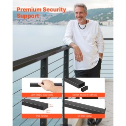 Käsijohde 304-ruostumattomasta teräksestä 1981 mm mattamusta sisä- ja ulkokäyttöön