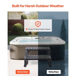 Allasporras kahdella askelmalla polypropeeni ja lasikuitu musta sopii porealtaille ja ulkokäyttöön