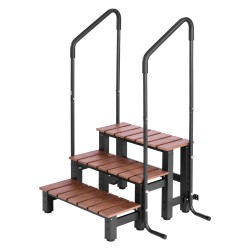 Kylpytynnyrin 3 portainen säänkestävä porras käsijohteella 249 kg kantavuus