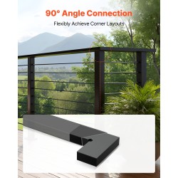 Kaidekulmaliittimet POM 2 kpl mattamusta sopii 2 x 1-tuuman kaideprofiileille