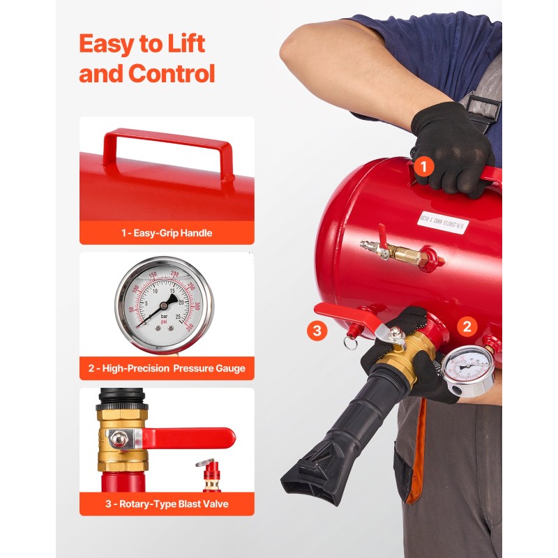 Rengashelmen täyttölaite 18,9 litraa hiiliteräs punainen tuubittomille 0,6–0,8 MPa