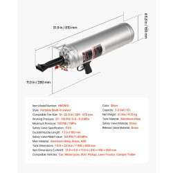 Rengashelman asetin 12 L alumiiniseoksinen kannettava putkittomille renkaille