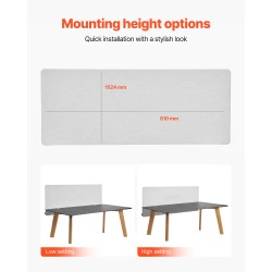 Pöytäseinäke PET-paneelilla hiiliteräsrunko 1524 x 610 mm