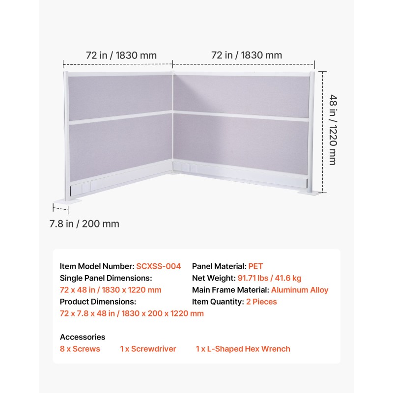 Väliseinät 2 kpl kaksikerroksiset PET kangaspaneelit 1830 x 1220 mm alumiiniseosrunko