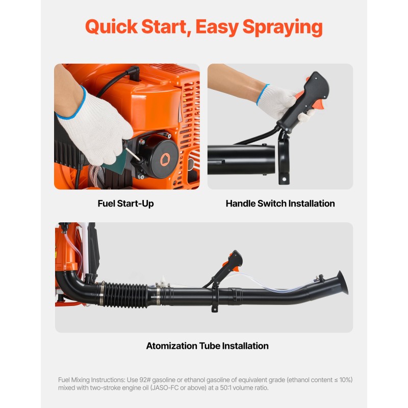 Reppusumutin 63 cm3 2,1 kW bensiinimoottori 16L säiliö jauhe- ja nestesumutukseen