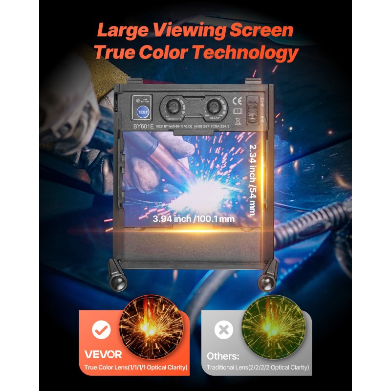 Hitsausmaski automaattisesti tummuva DIN 4/5–9/9–13 suuri katselualue luonnollinen värintoisto