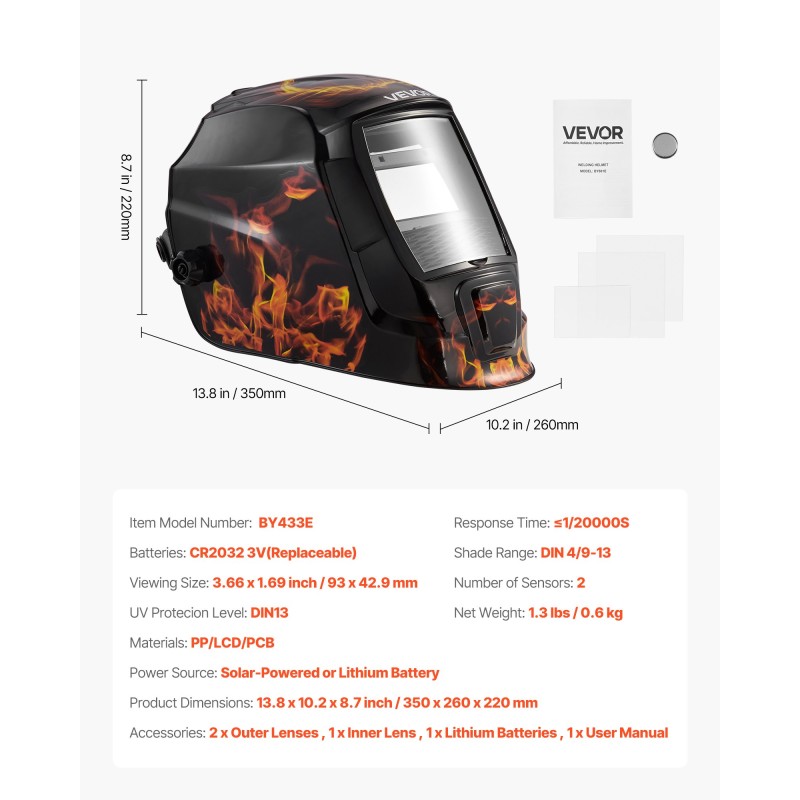 Hitsausmaski automaattitummennus DIN 4/9–13 luonnollinen värintoisto 2 anturia