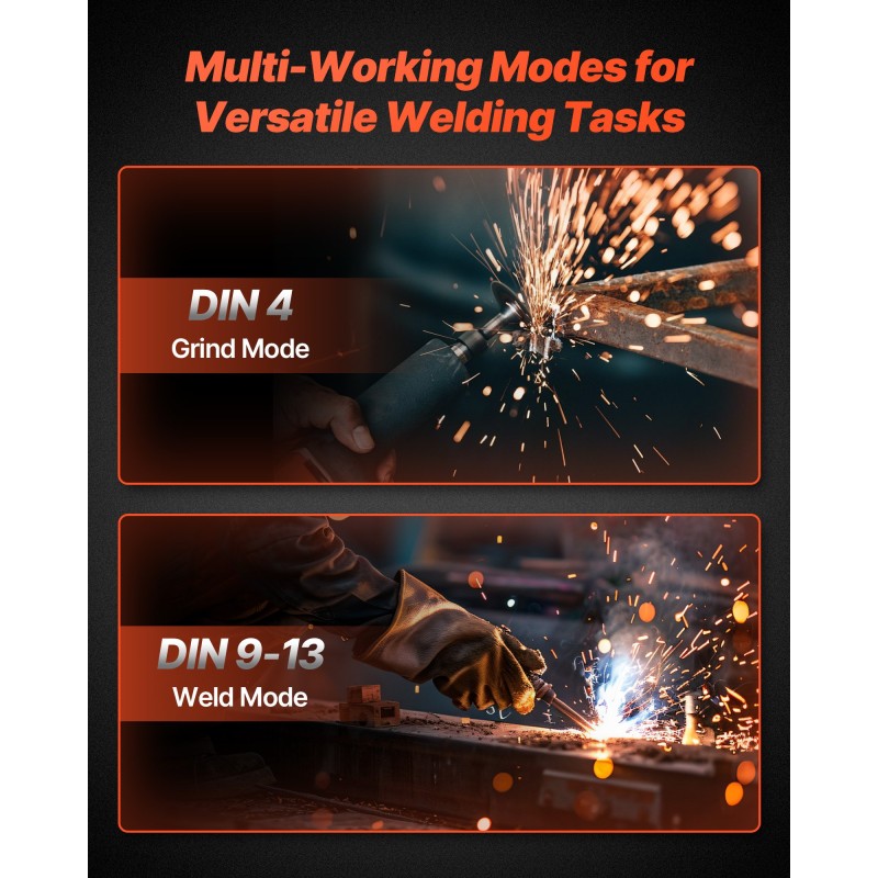 Automaattisesti tummuva hitsausmaski polypropeeni 93 x 43 mm DIN 4/9–13