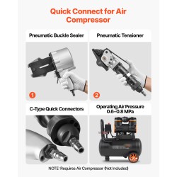 Pneumaattinen jakorakenteinen teräsvannelaite 19 mm 0,8–1,2 mm 8500 N