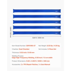 Allaspeitteen vesipussit 5 kpl kaksikammioiset PVC-muovi 3 m talvikäyttöön