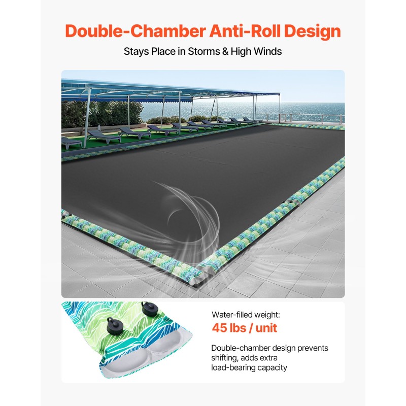 Uima-altaan peitteen vesipussit 5 kappaletta 2400 x 300 mm PVC-muovia kaksikammioiset