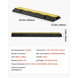 Kaapeliramppi kumi ja polypropeeni 70 x 50 mm kanava musta keltainen