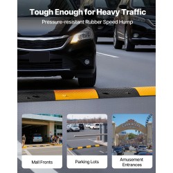 Kuminen hidastetöyssy 1000 mm 2 kaapelikanavaa 2 kpl musta keltainen