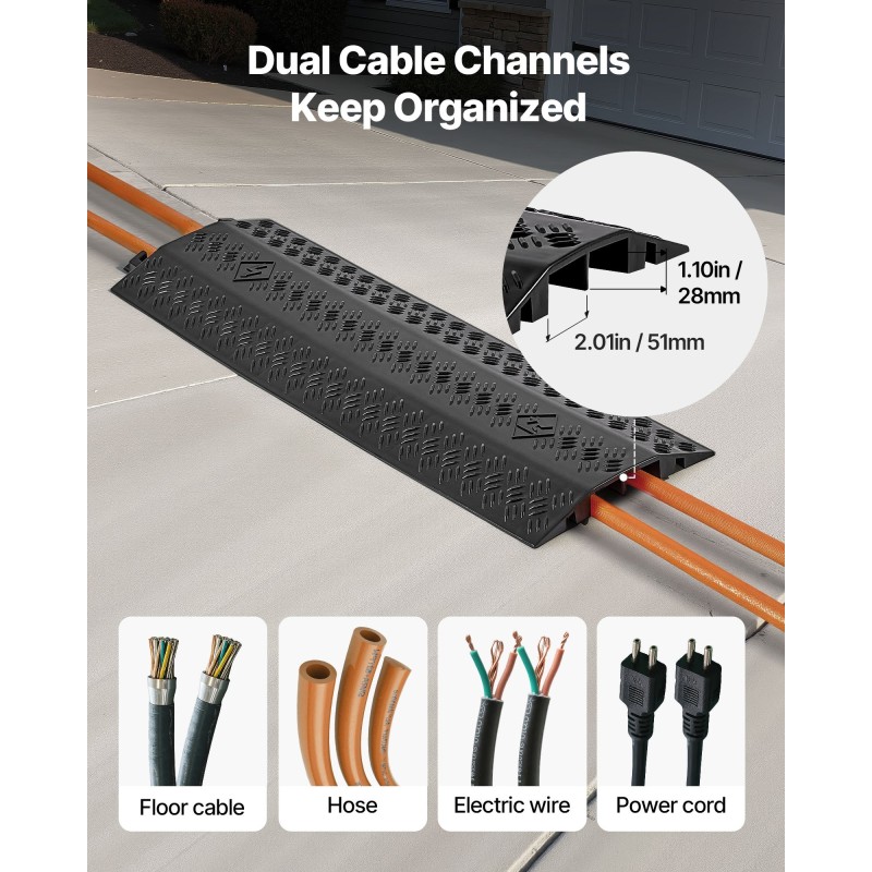 PP-muovinen laskettava kaapelisuoja 2 kanavaa musta sisä ja ulkokäyttöön