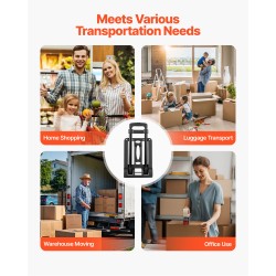 Taittuva kuljetusvaunu seosteräksestä ja muovista 49,9 kg kantokyky 2 PVC-pyörää