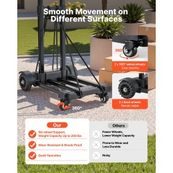 Taittuva käsikärry seosteräs ja muovi 131,5 kg kantavuus 4 pyörää säädettävä työntöaisa