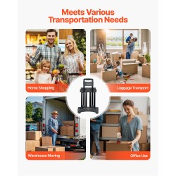 Taittuva käsikärry seosteräs ja muovi 131,5 kg kantavuus 4 pyörää säädettävä työntöaisa