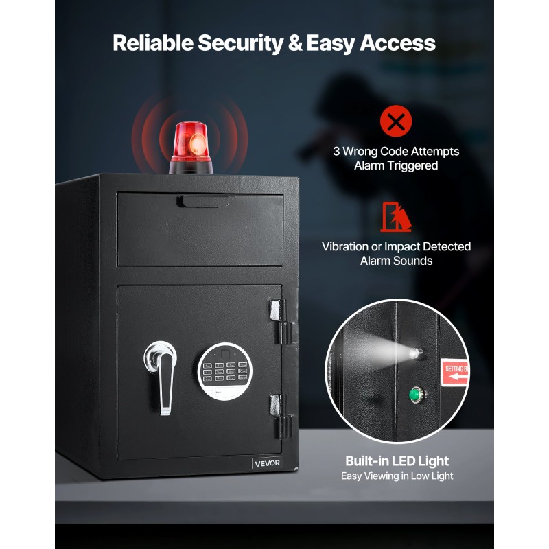 Tallelokero Q235-teräs etupudotusaukolla digitaalisella näppäimistöllä samettivuorella