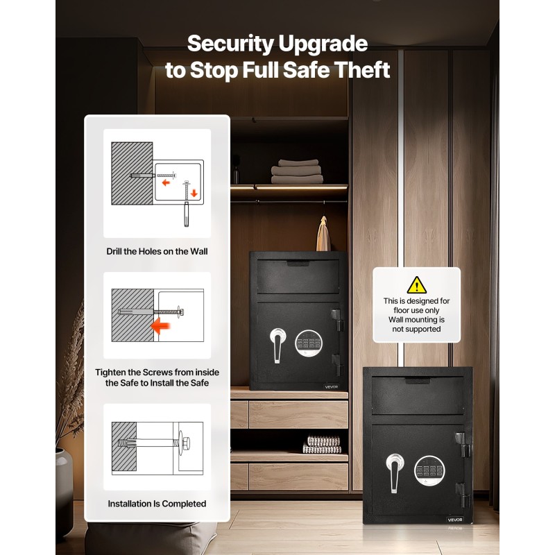 Tallelokero Q235-teräs etupudotusaukolla digitaalisella näppäimistöllä samettivuorella