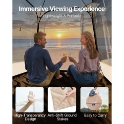 Urheiluteltta pika-avautuva 2–4 henkilölle läpinäkyvillä seinillä 160×160×182 cm