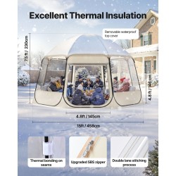 Kuplateltta 4,58×4,32 m TPU-muovi 12–15 hengelle 540 asteen panoraama