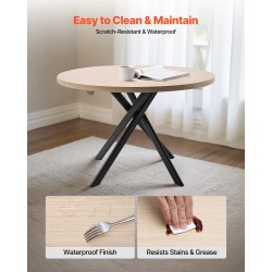 Pyöreä 45-tuumainen ruokapöytäsetti MDF-pöytälevyllä ja 4 keinonahkatuolia