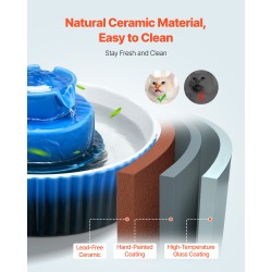 Keraaminen juoma-allas lemmikeille 2,1 l 360° juoma-alue hiljainen 1,5 W pumppu