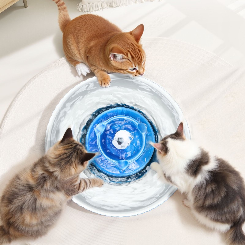 Keraaminen juoma-allas lemmikeille 2,1 l 360° juoma-alue hiljainen 1,5 W pumppu