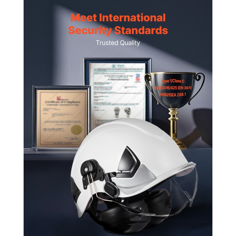 Teollinen ABS-kuorinen suojakypärä 53–64 cm 6-pisteinen jousitus heijastavat nauhat