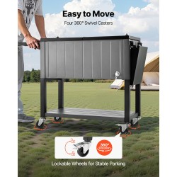 Siirrettävä kylmävaunu 75,7 litraa terassille kylmävalssattu teräsrunko pyörillä