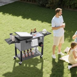 Siirrettävä kylmävaunu 75,7 litraa terassille kylmävalssattu teräsrunko pyörillä