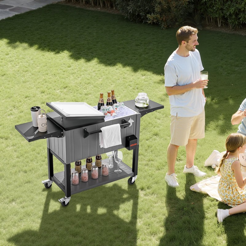 Siirrettävä kylmävaunu 75,7 litraa terassille kylmävalssattu teräsrunko pyörillä