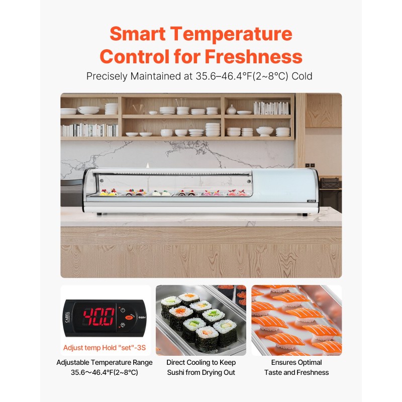 Sushi-vitriinijääkaappi 62 l ruostumaton teräs 6 astiaa 2–8 °C