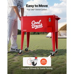 Rullaava kylmävaunu 75,7 l kylmävalssattu teräs 4 kääntyvää pyörää ulkokäyttöön