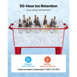 Rullaava kylmävaunu 75,7 l kylmävalssattu teräs 4 kääntyvää pyörää ulkokäyttöön