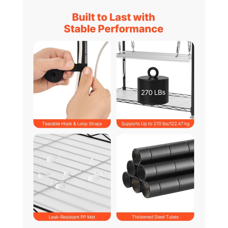 Monitasoinen sisäkasviteline kuudella tasolla 180 senttimetriä korkea kahdeksalla täysspektrisellä LED-valolla