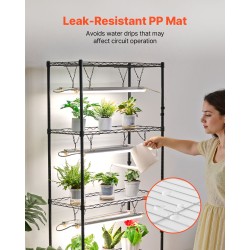 Monitasoinen sisäkasviteline kuudella tasolla 180 senttimetriä korkea kahdeksalla täysspektrisellä LED-valolla