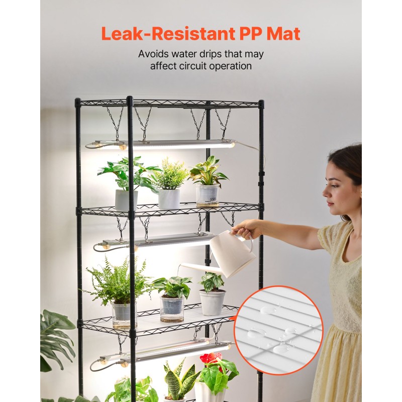 Monitasoinen sisäkasviteline kuudella tasolla 180 senttimetriä korkea kahdeksalla täysspektrisellä LED-valolla