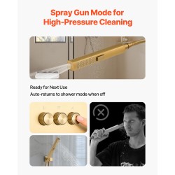 Kattosuihkusetti termostaattihanalla 305 mm sadesuihku 152 mm seinäsuihku harjattu kulta