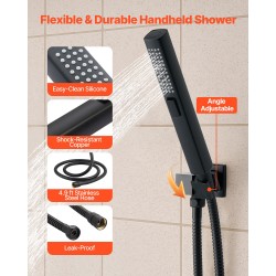 Kattokiinnitteinen sadesuihkujärjestelmä 254 mm kattopäällä 152 mm seinäsuihkulla ruostumatonta terästä mattamusta