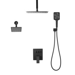 Kattosuihkusetti ruostumaton teräs mattamusta 305 mm kattosuihku 152 mm seinäsuihku monitoiminen käsisuihku