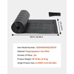 Suodatinaitakangas polypropeenia ja rautalankaa 0,6×30,48 m rulla eroosion ja sedimentin hallintaan