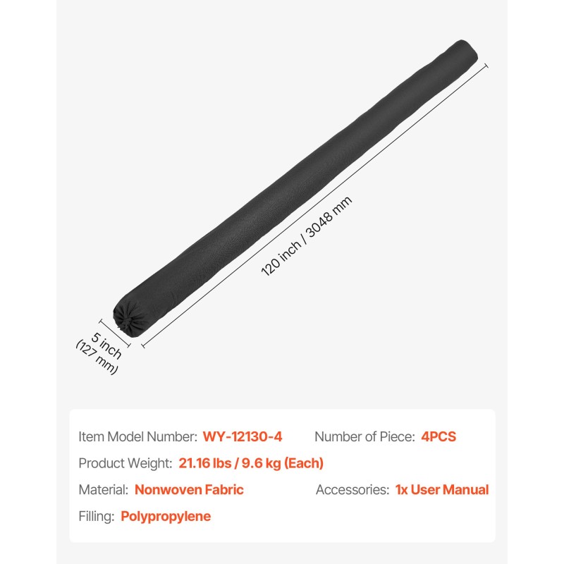 Sedimenttisuodatussukka kuitukangas polypropeeni 3048 mm 4 kappaletta viemärisuojaus