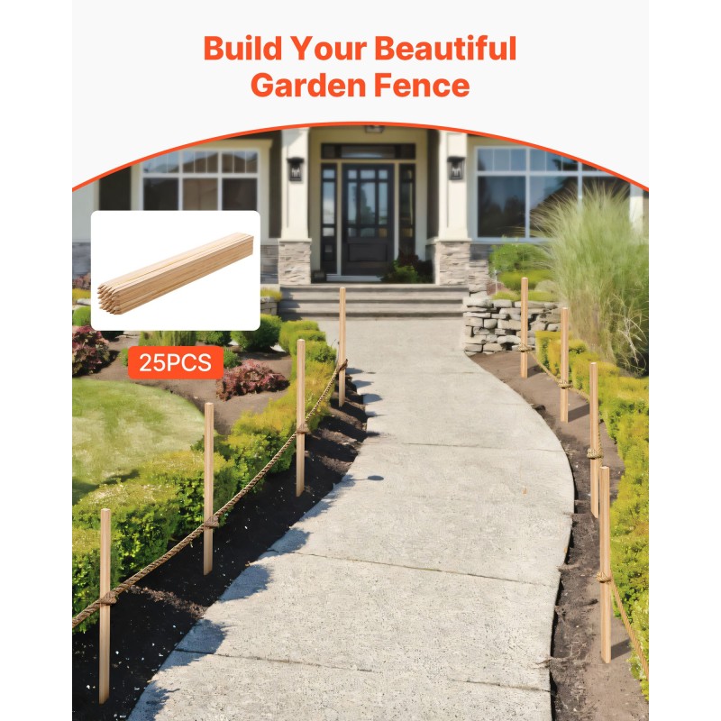 Puutarhapaalut kuusipuusta 19x19 mm 914 mm 25 kpl terävällä kärjellä