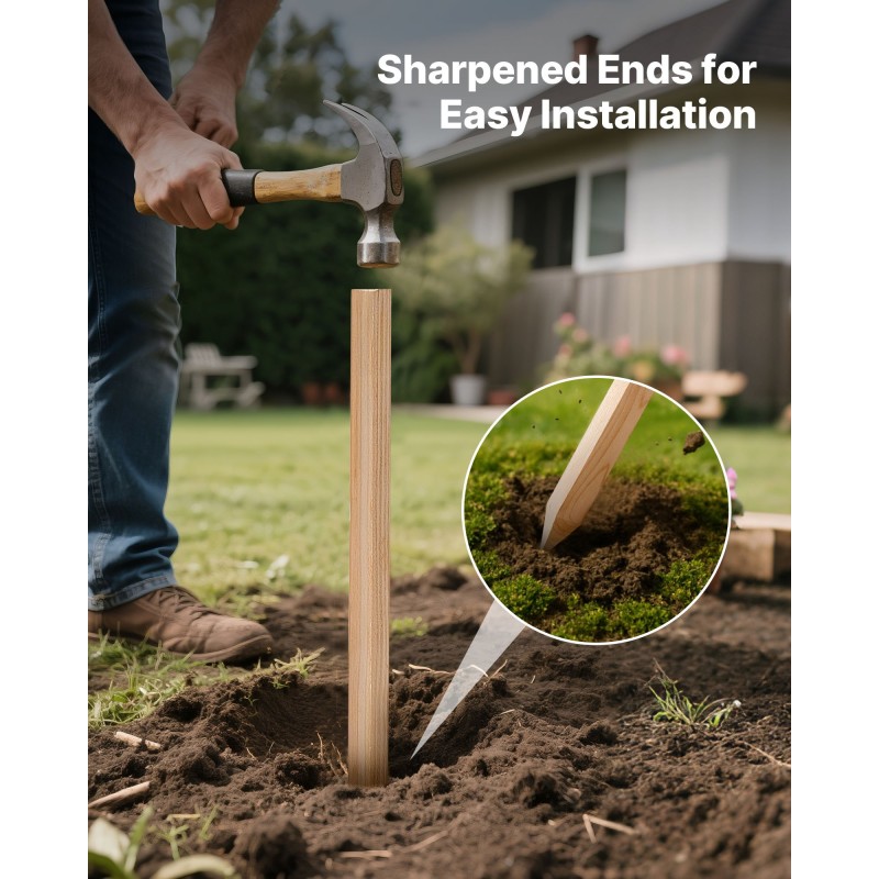 Puutarhapaalut kuusipuusta 19x19 mm 914 mm 25 kpl terävällä kärjellä