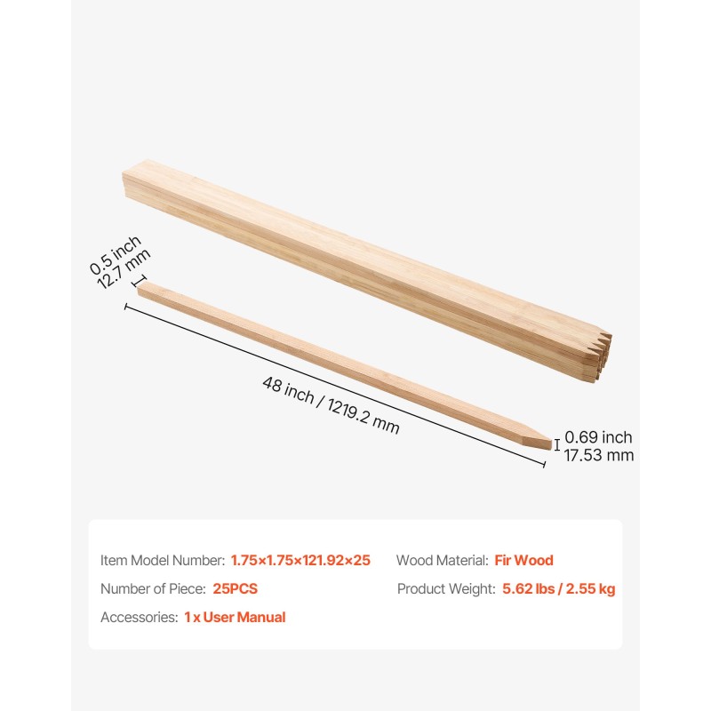 Puutarhapaalut kuusipuusta 25 kpl 122 cm aidan ja kasvien tuki