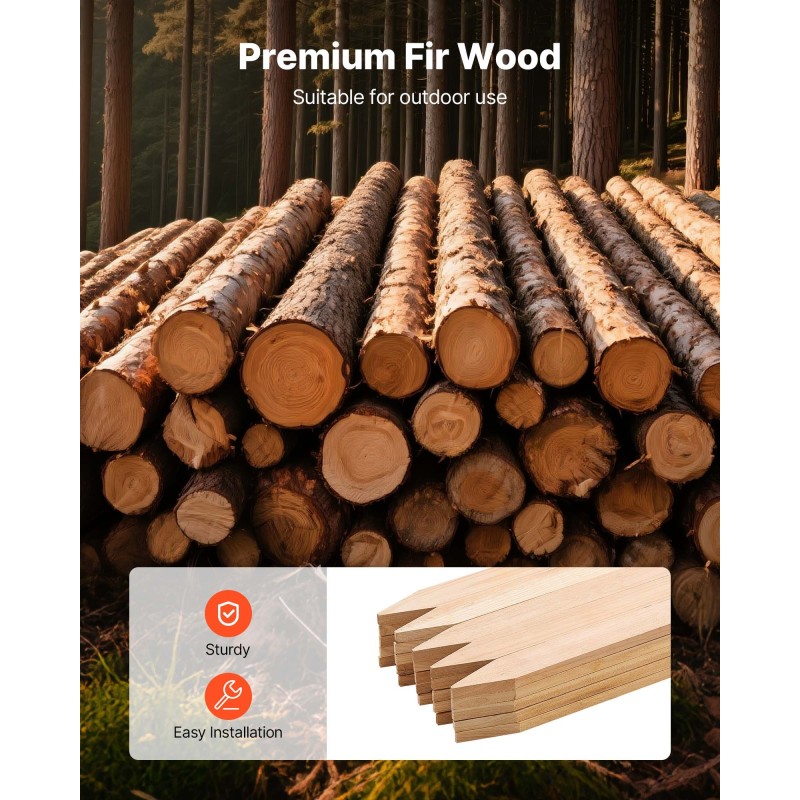 Puiset puutarhapaalut kuusi 12,7×38,1×914 mm 25 kpl aitaukseen ja kasvien tueksi