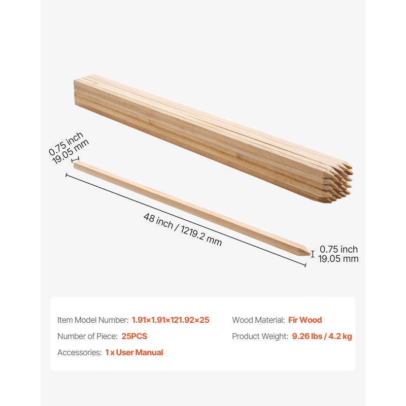 Puutarhaseipäät kuusipuuta 25 kpl 19×1219 mm terävä kärki