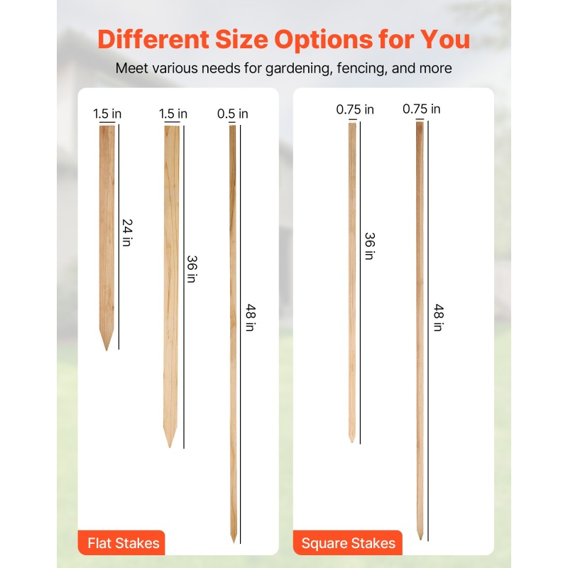 Puutarhapaalut kuusipuuta 19x19x914 mm 50 kpl terävä kärki kasvituki